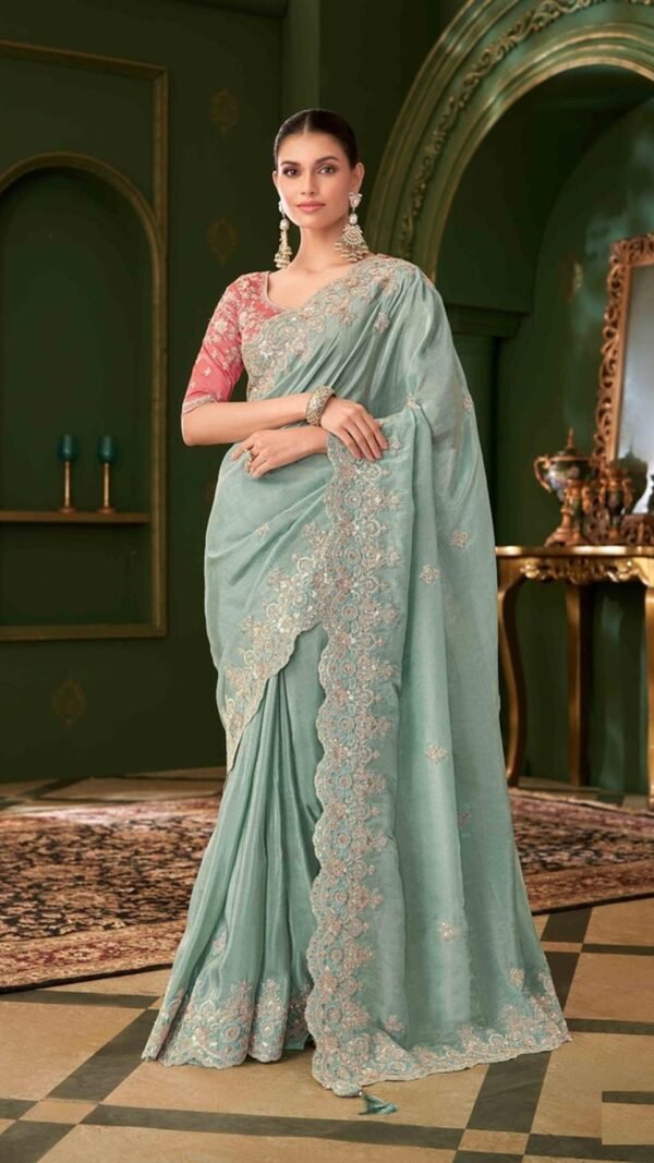 Luxe Blue Georgette Traditional Saree – 61295-207