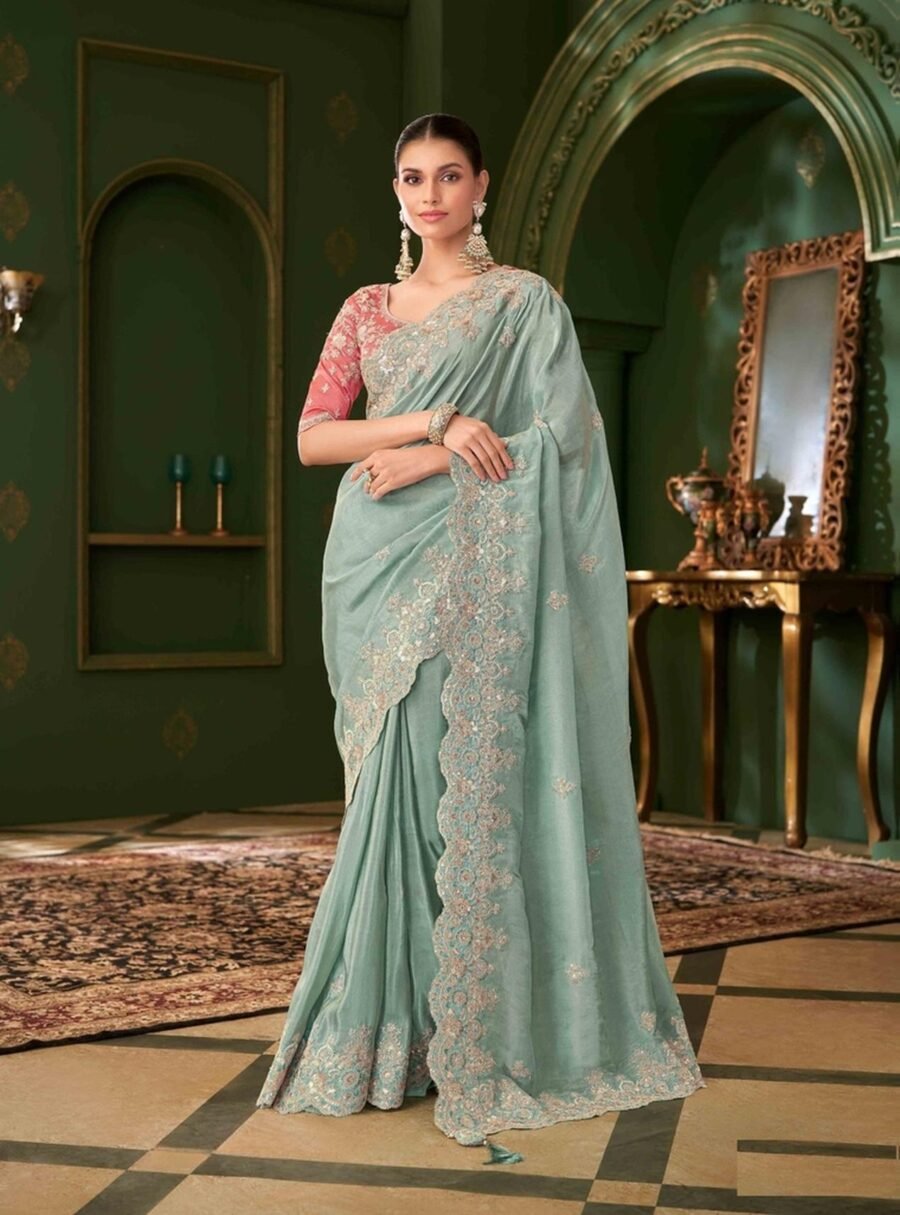 Luxe Blue Georgette Traditional Saree – 61295-207