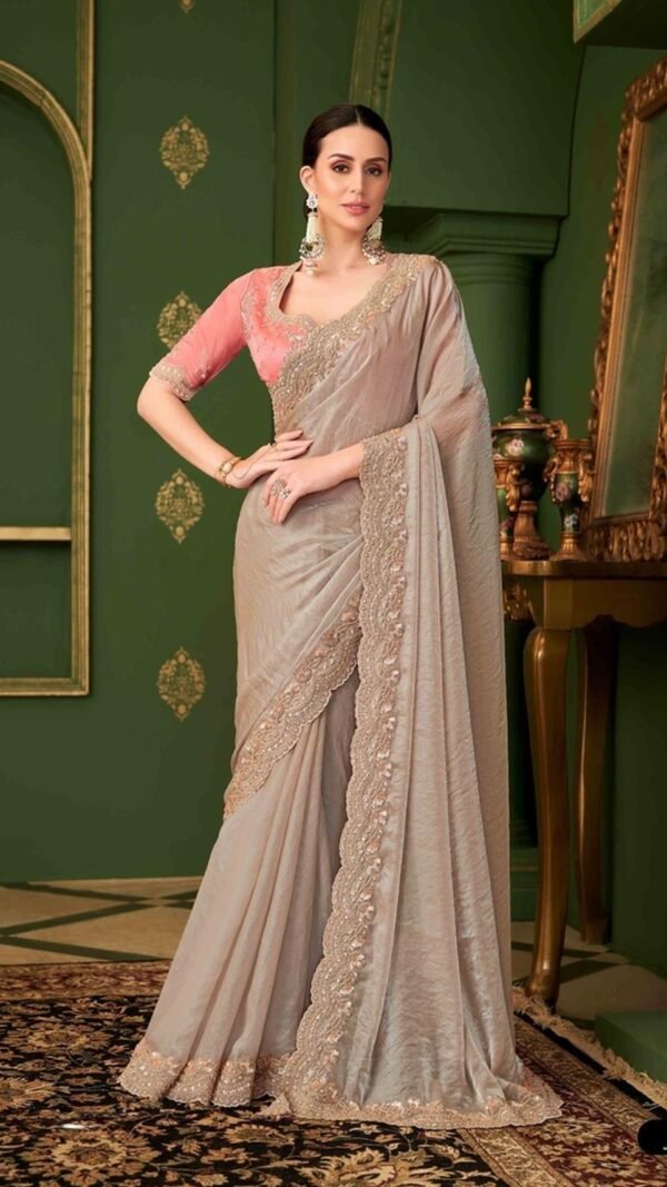 Fierce Grey Georgette Traditional Saree – 61295-211