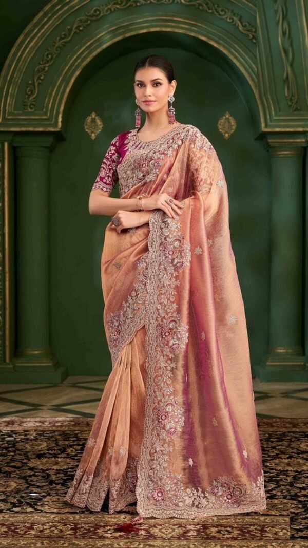 Gorgeous Salmon Georgette Traditional Saree – 61295-212