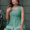 Unique Sea Green Georgette Palazzo Salwar Kameez – 61298-010-B