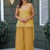 Delightful Yellow Georgette Palazzo Salwar Kameez – 61298-010-C
