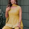Delightful Yellow Georgette Palazzo Salwar Kameez – 61298-010-C