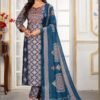 Gleaming Blue Chanderi Straight Salwar Kameez – 61305-1431