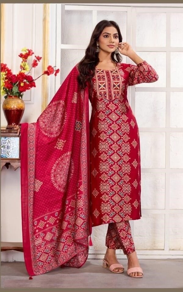 Graceful Pink Chanderi Straight Salwar Kameez – 61305-1433