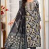 Stunning Black Chanderi Straight Salwar Kameez – 61305-1434