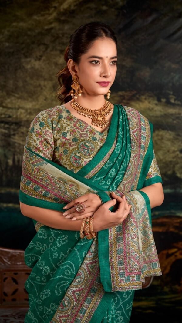 Dynamic Sea Green Silk Bandhani Saree – 61311-7209-GRN