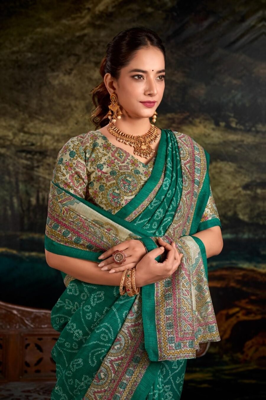 Dynamic Sea Green Silk Bandhani Saree – 61311-7209-GRN