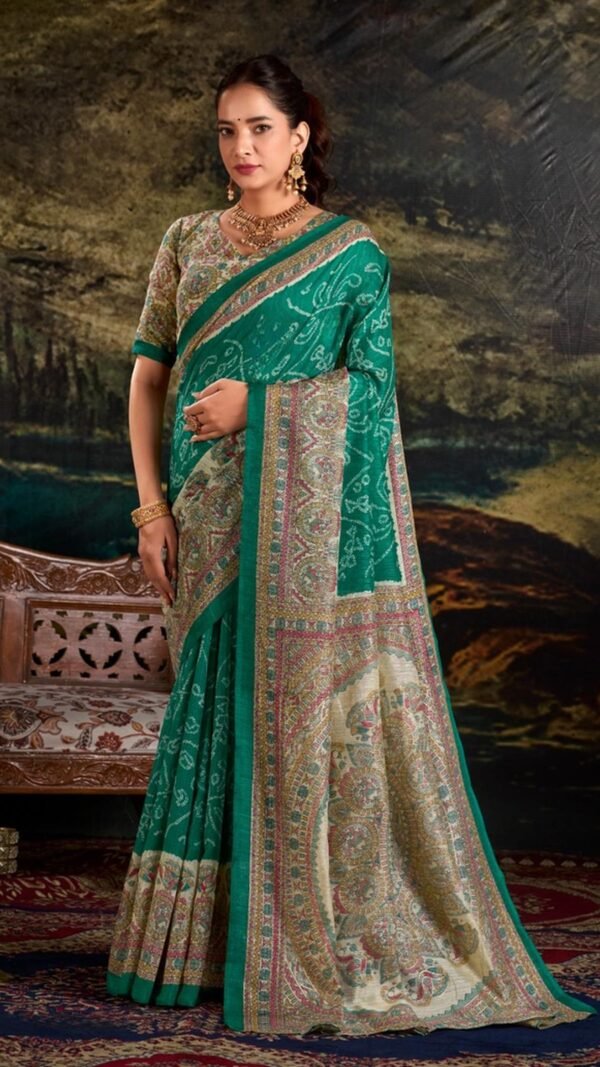 Dynamic Sea Green Silk Bandhani Saree – 61311-7209-GRN