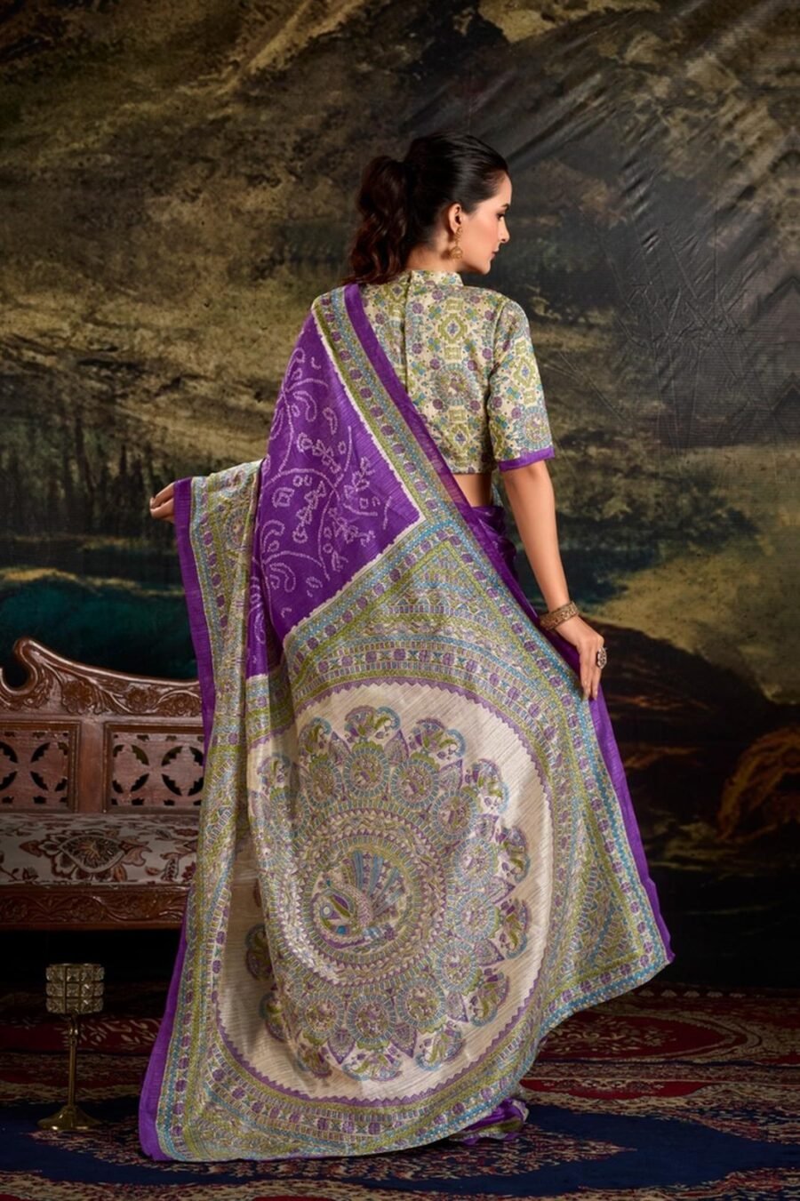 Dreamy Violet Silk Bandhani Saree – 61311-7209-PRL Dreamy Violet Silk Bandhani Saree – 61311-7209-PRL