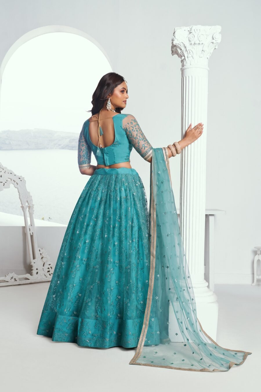 Polished Teal Blue Cotton Designer Lehenga Choli – 61312-7001