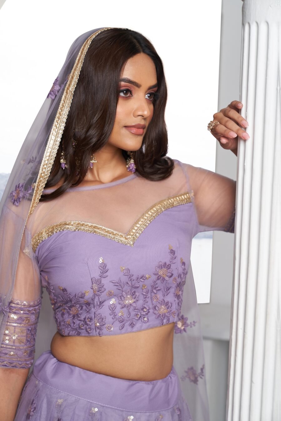 Graceful Lavender Cotton Designer Lehenga Choli – 61312-7002