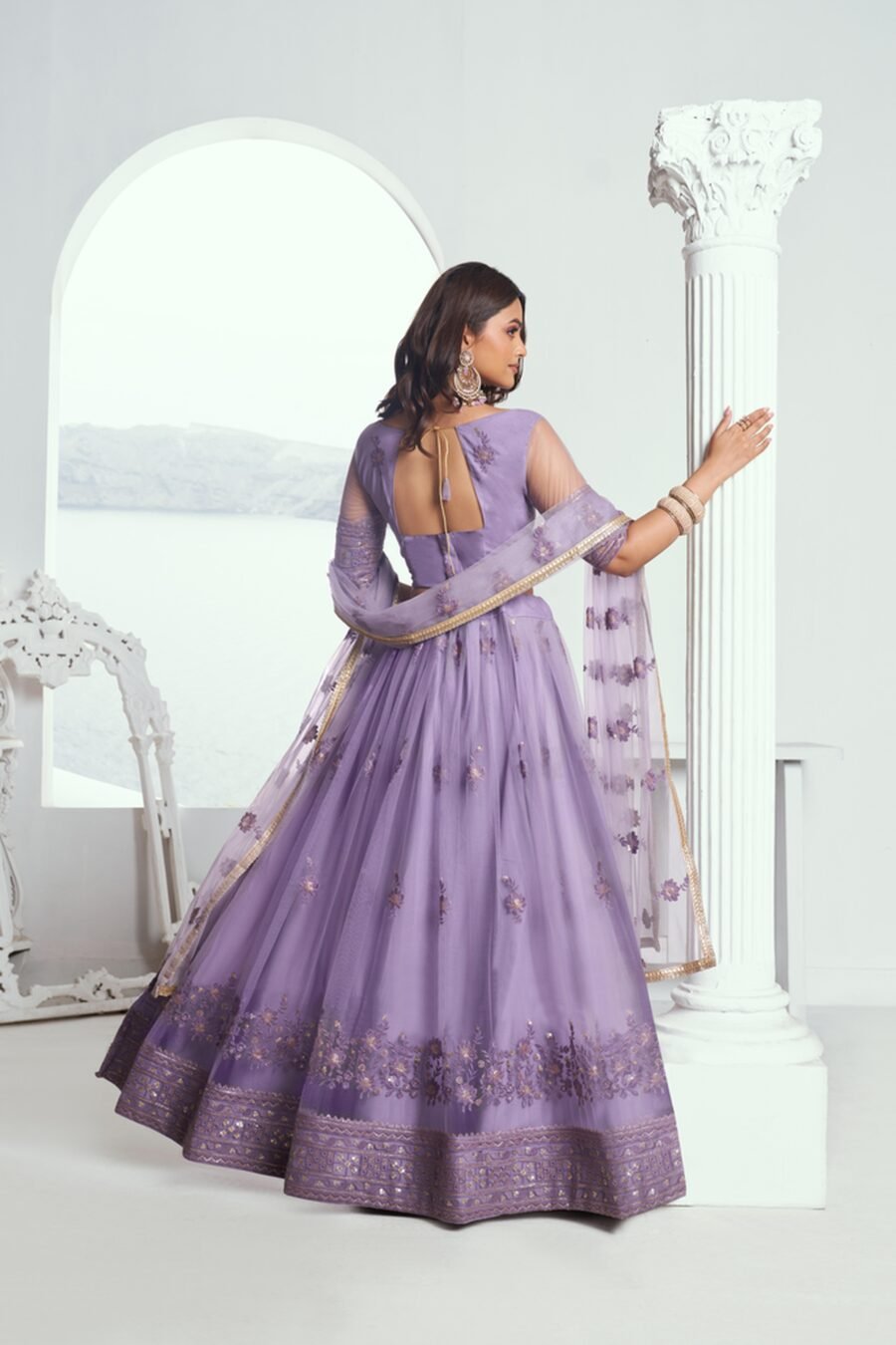 Graceful Lavender Cotton Designer Lehenga Choli – 61312-7002