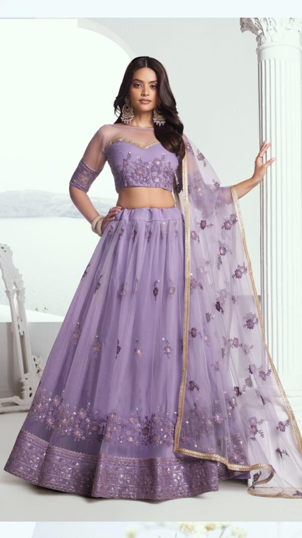 Graceful Lavender Cotton Designer Lehenga Choli – 61312-7002