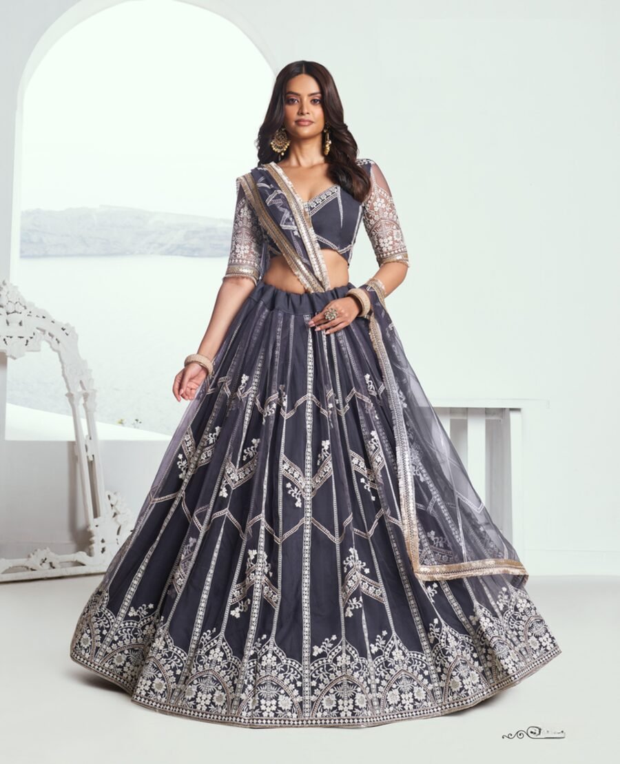 Elegant Black Cotton Designer Lehenga Choli – 61312-7003