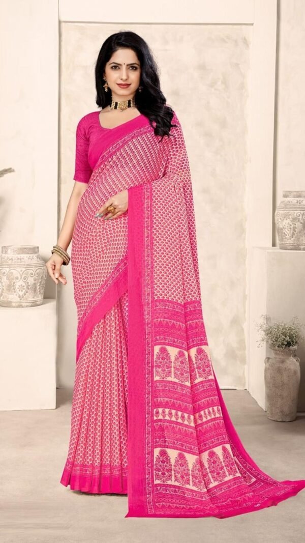 Gleaming Multi-Color Chiffon Classic Saree – 61319-50602-C