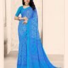 Dazzling Blue Chiffon Classic Saree – 61319-50603-A