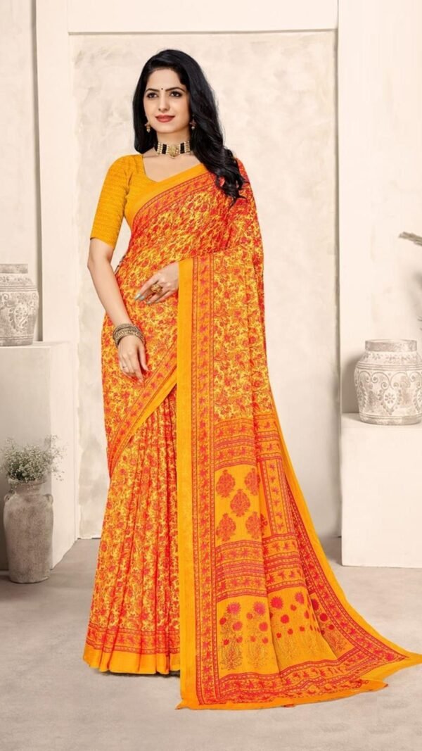 Enchanting Multi-Color Chiffon Classic Saree – 61319-50603-B