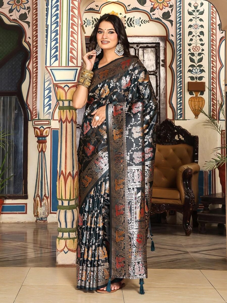 Enchanting Black Banasari Silk Weaving Saree – 61342-3001 Enchanting Black Banasari Silk Weaving Saree – 61342-3001