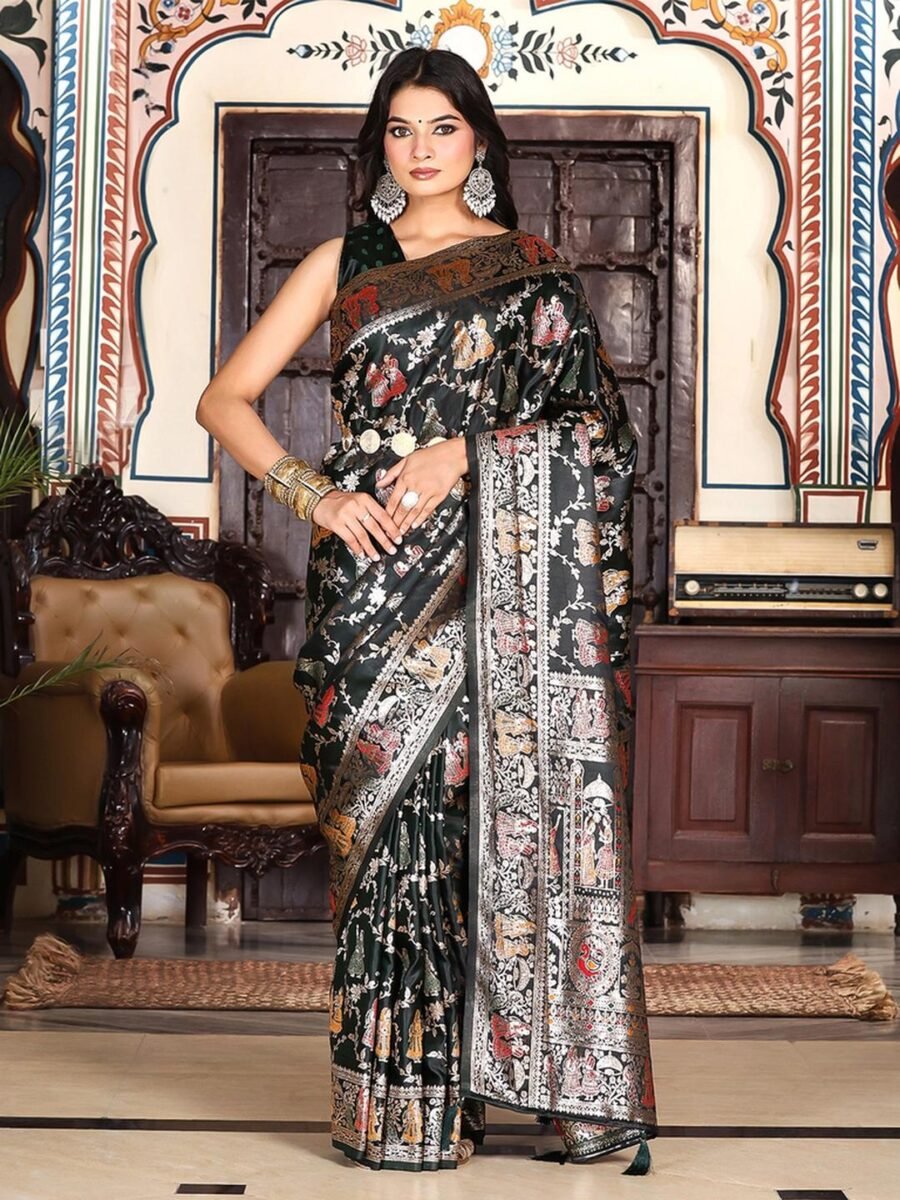 Enchanting Black Banasari Silk Weaving Saree – 61342-3001 Enchanting Black Banasari Silk Weaving Saree – 61342-3001