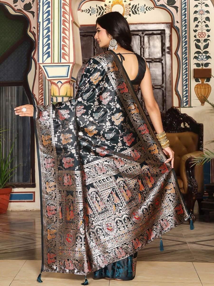 Classy Black Banasari Silk Weaving Saree – 61342-3003