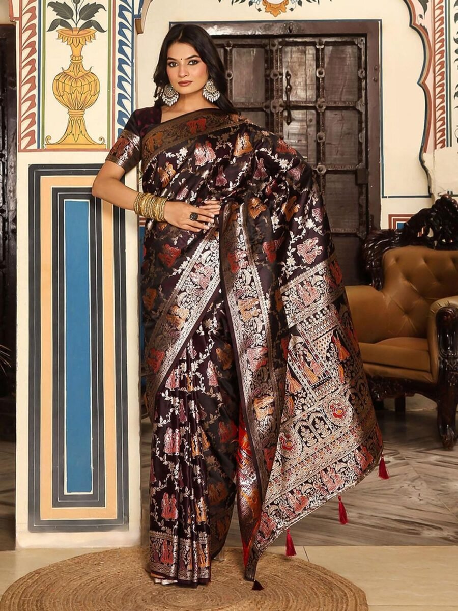 Bold Wine Banasari Silk Weaving Saree – 61342-3004 Bold Wine Banasari Silk Weaving Saree – 61342-3004