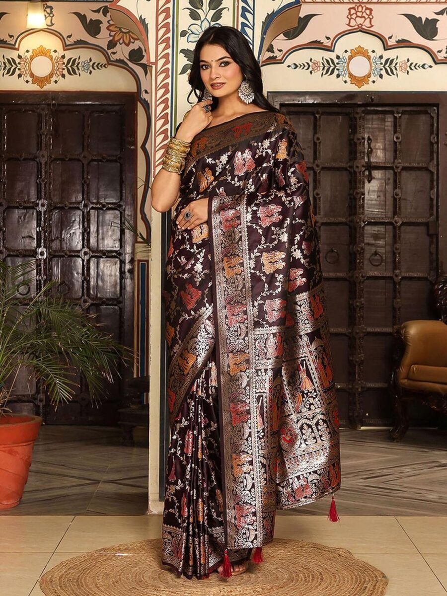 Trendy Wine Banasari Silk Weaving Saree – 61342-3005 Trendy Wine Banasari Silk Weaving Saree – 61342-3005