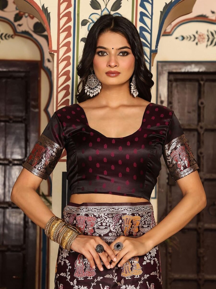 Trendy Wine Banasari Silk Weaving Saree – 61342-3005 Trendy Wine Banasari Silk Weaving Saree – 61342-3005