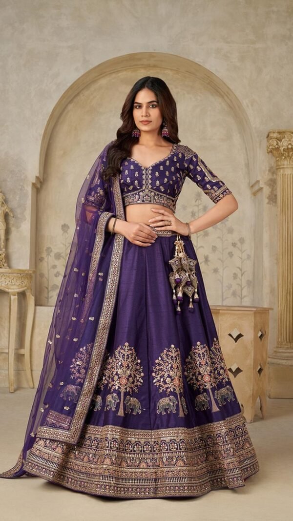 Confident Purple Silk Classic Lehenga Choli – 61376-2102Purple