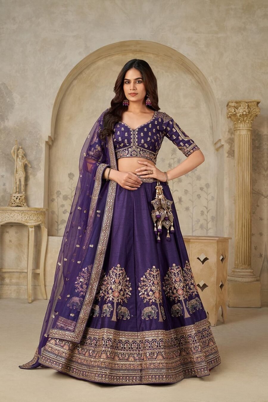 Confident Purple Silk Classic Lehenga Choli – 61376-2102Purple