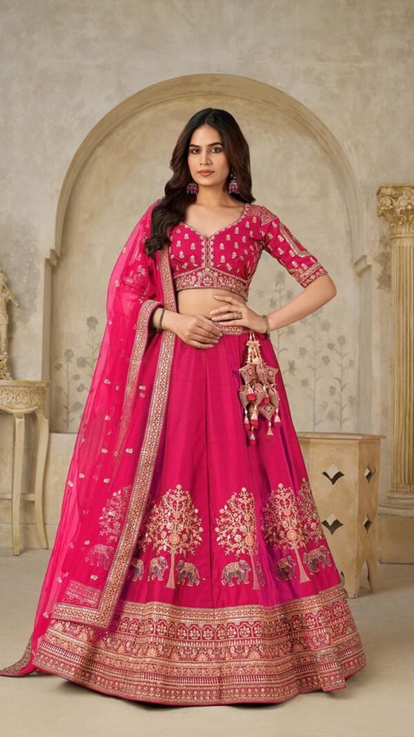 Iconic Pink Silk Classic Lehenga Choli – 61376-2102Rani