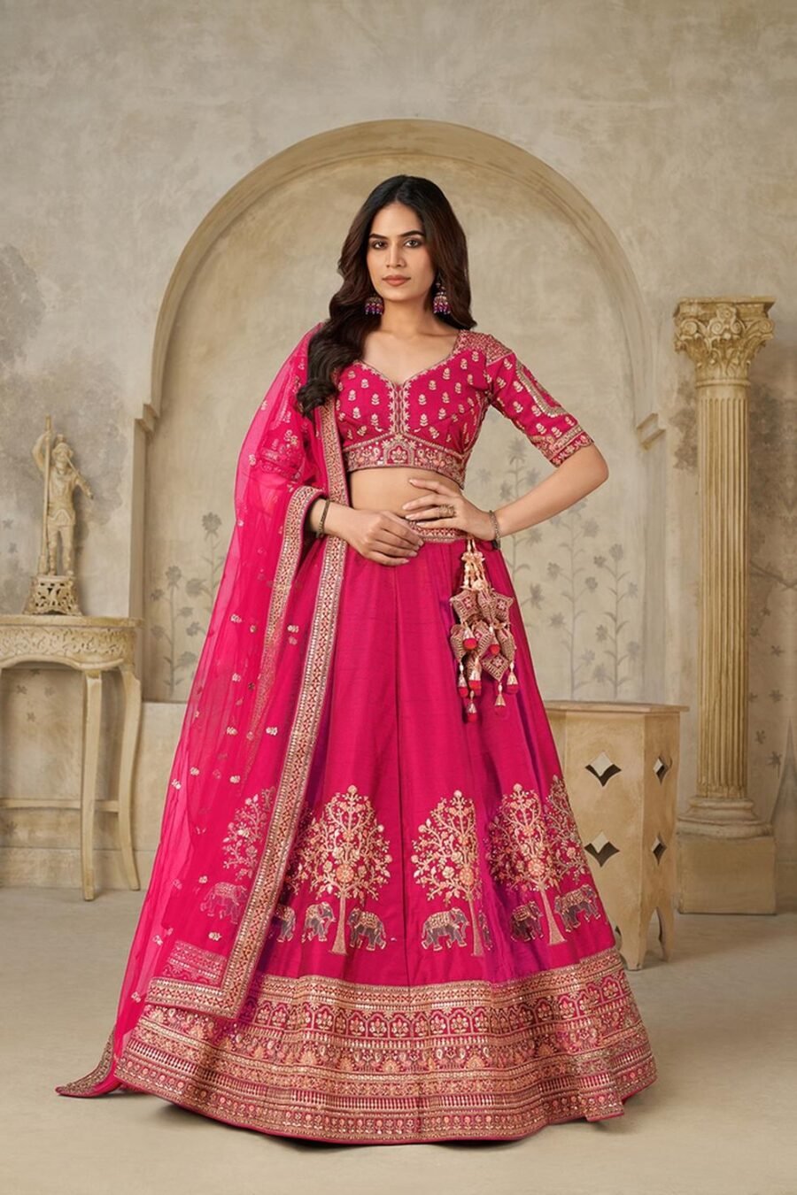 Iconic Pink Silk Classic Lehenga Choli – 61376-2102Rani