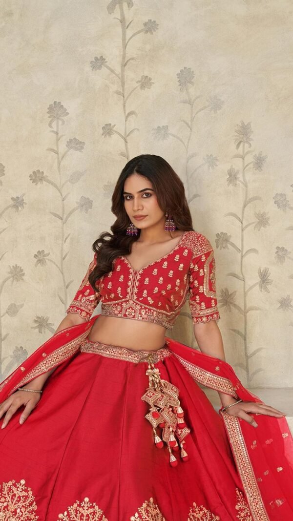 Timeless Red Silk Classic Lehenga Choli – 61376-2102Red