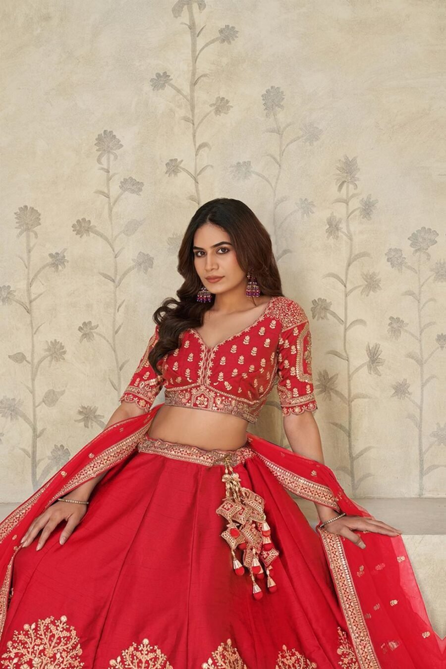 Timeless Red Silk Classic Lehenga Choli – 61376-2102Red