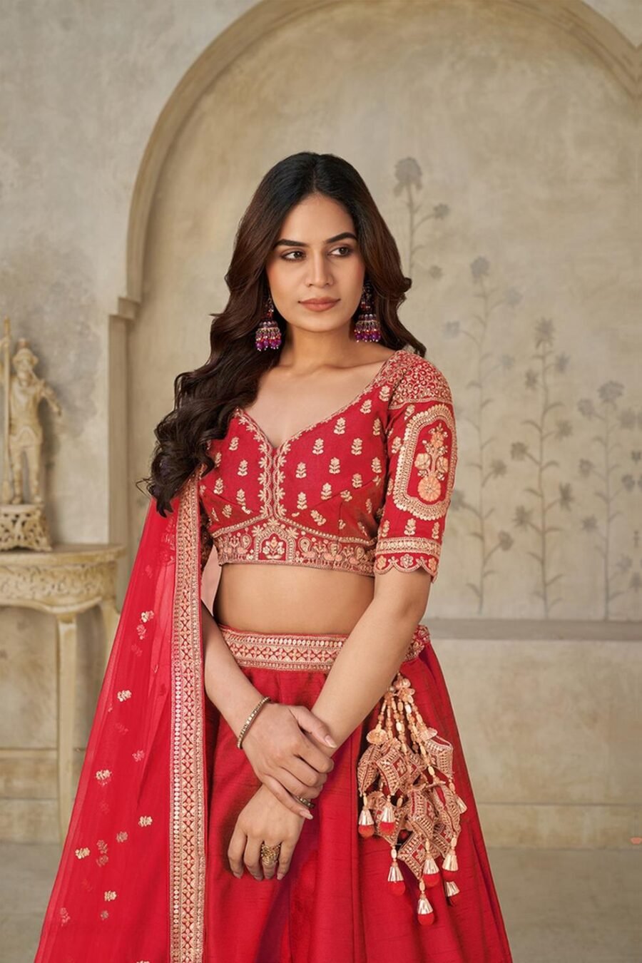 Timeless Red Silk Classic Lehenga Choli – 61376-2102Red