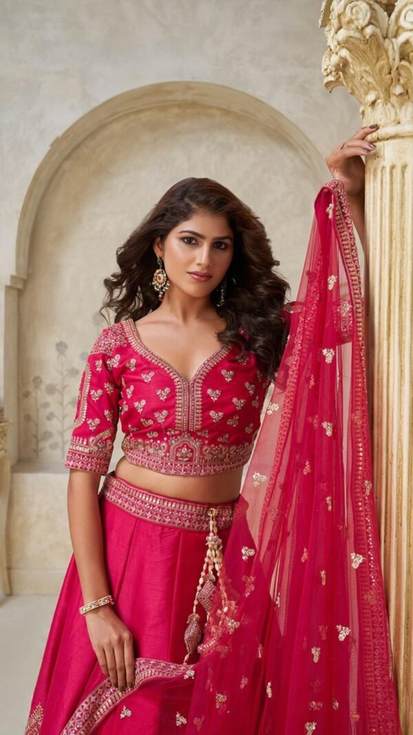 Sophisticated Pink Silk Classic Lehenga Choli – 61376-2144Rani