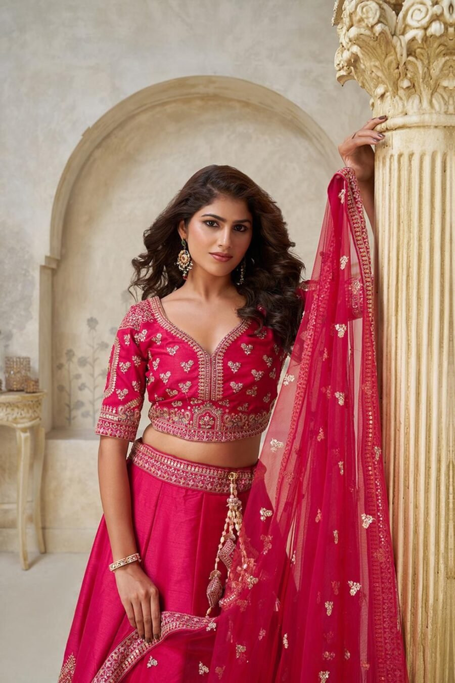 Sophisticated Pink Silk Classic Lehenga Choli – 61376-2144Rani