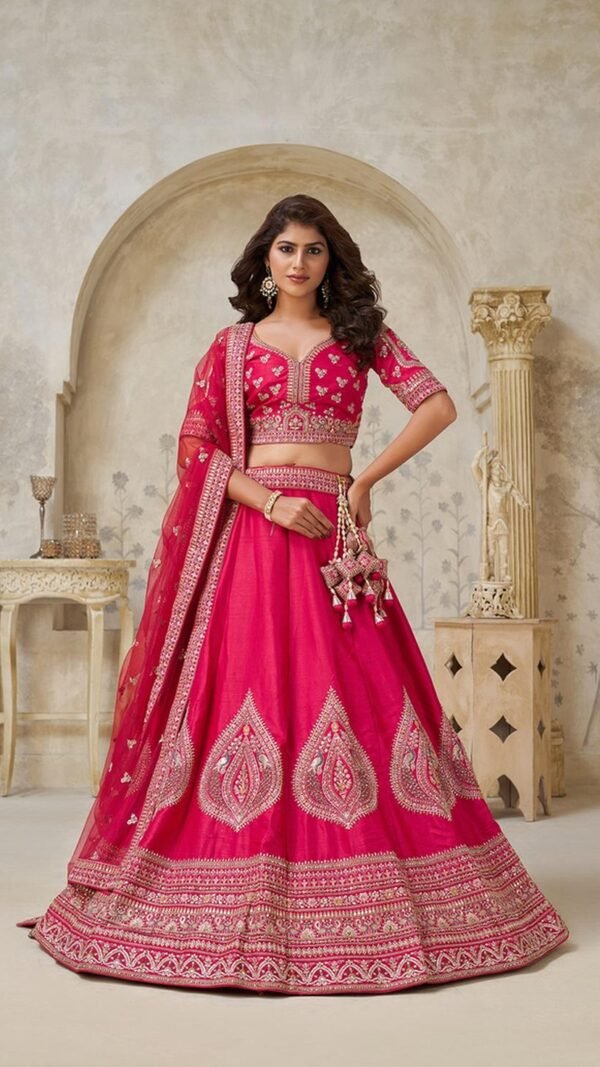 Sophisticated Pink Silk Classic Lehenga Choli – 61376-2144Rani