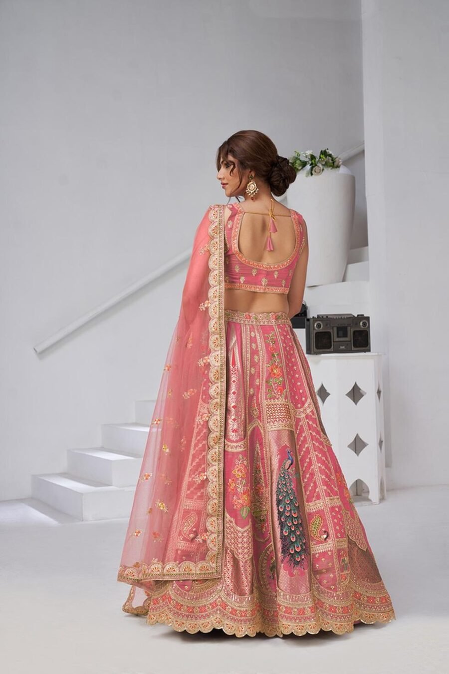 Delightful Pink Banarsi Silk Classic Lehenga Choli – 61376-2150Pink
