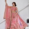 Delightful Pink Banarsi Silk Classic Lehenga Choli – 61376-2150Pink