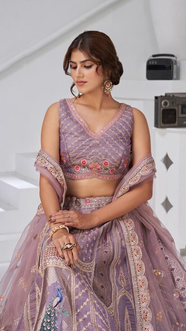 Magical Purple Banarsi Silk Classic Lehenga Choli – 61376-2150Purple