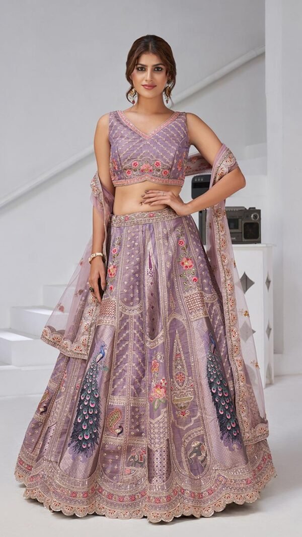 Magical Purple Banarsi Silk Classic Lehenga Choli – 61376-2150Purple