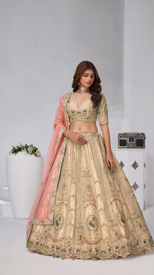 Trendy Brown Banarsi Silk Classic Lehenga Choli – 61376-2151Chiku