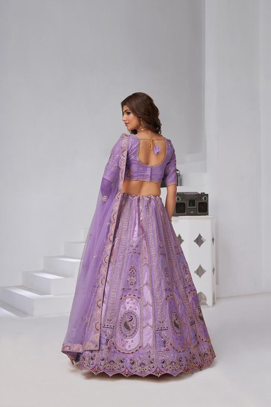 Dynamic Purple Banarsi Silk Classic Lehenga Choli – 61376-2151Purple