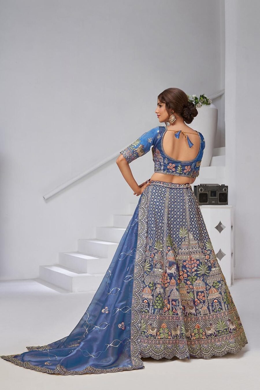 Magnetic Teal Blue Organza Tissue Classic Lehenga Choli – 61376-2156TealBlue