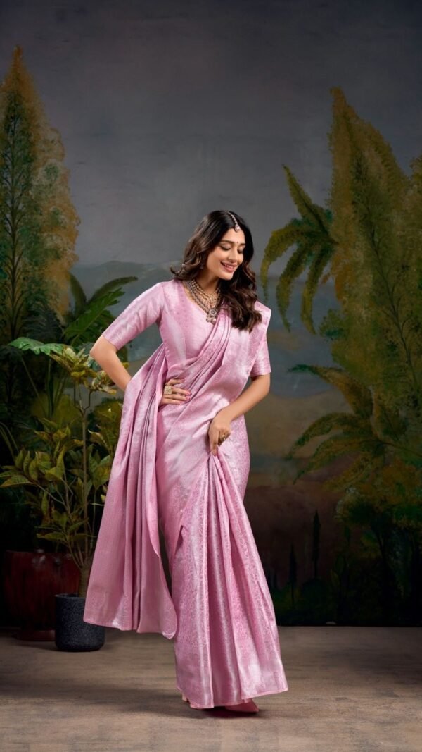 Iconic Pink Kanjivaram Silk Weaving Saree – 61398-7404-BPI