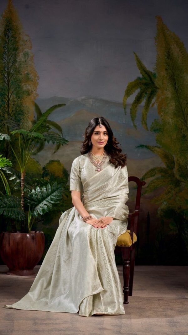 Exquisite Off White Kanjivaram Silk Weaving Saree – 61398-7404-OWT