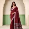 Vibrant Maroon Linen Silk Weaving Saree – 61400-554