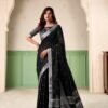 Alluring Black Linen Silk Weaving Saree – 61400-555