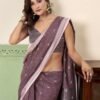 Striking Mauve Linen Silk Weaving Saree – 61400-558